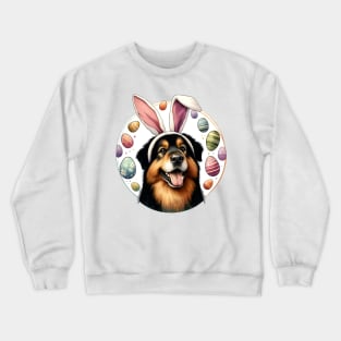 Deutscher Wachtelhund Enjoys Easter with Bunny Ears Crewneck Sweatshirt